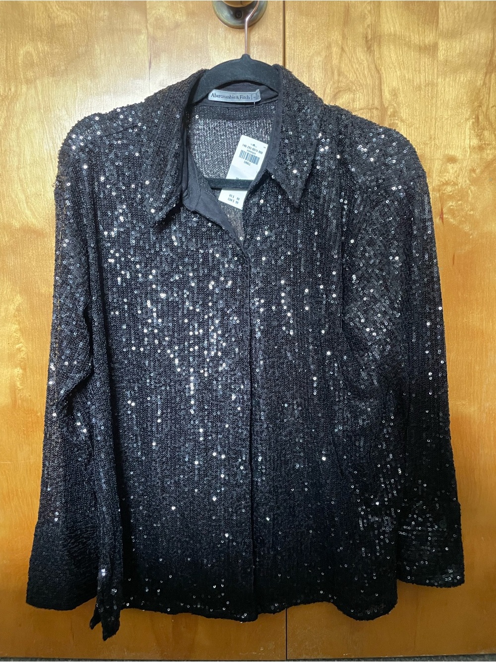 Abercrombie & Fitch Black Sequin button down
